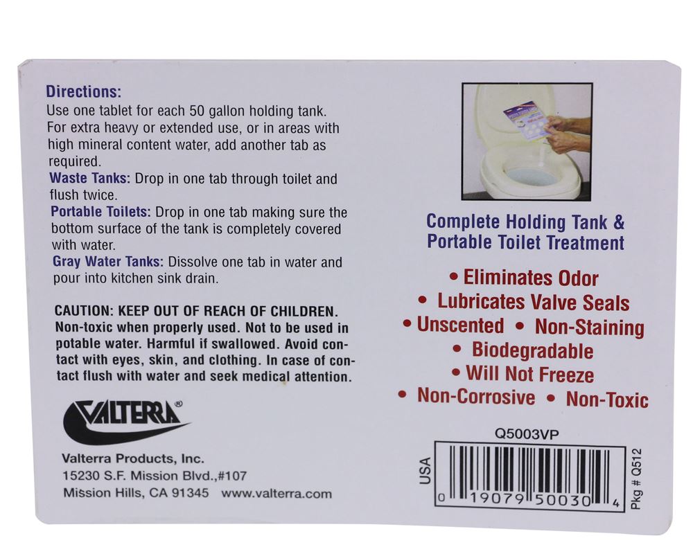 Valterra Q5000VP Potty Toddy Tabs Waste Holding Tank Treatment