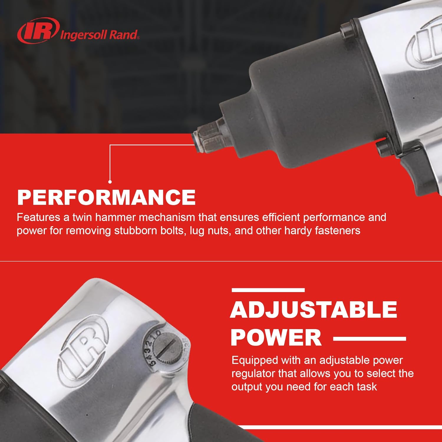 Ingersoll Rand 231C 1/2" Air Impact Wrench, Super Duty, 600 ft-lb Torque, Friction Ring Retainer, Pistol