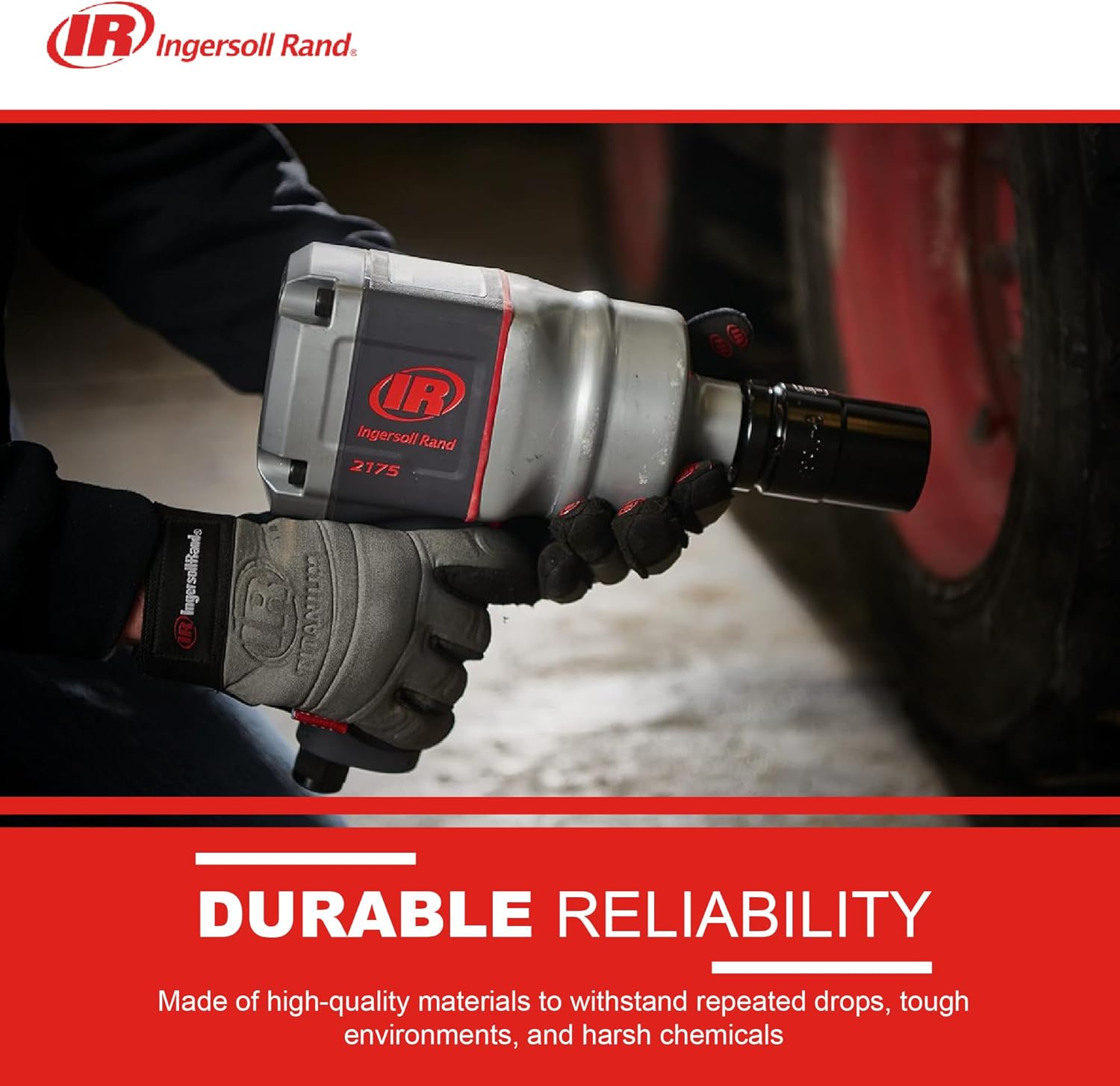 Ingersoll Rand 2175MAX 1" Air Impact Wrench, 2000 ft-lb Torque, Friction Ring-Thru-hole Retainer, Pistol