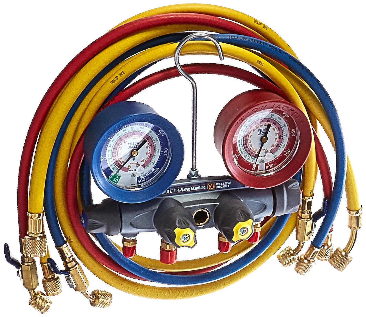 Yellow Jacket 46013 Brute II Test and Charging Manifold, F/C, Red/Blue Gauge, psi, R-22/404A/410A