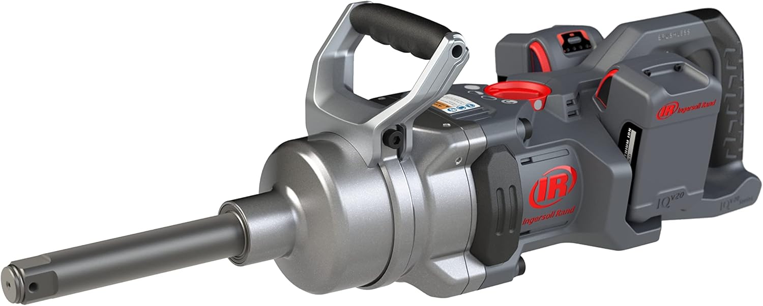 Ingersoll Rand W9691-K2E 1" 20V Cordless Impact Wrench 2 Battery Kit, 6" Ext Anvil, 3000 ft-lb Torque, Friction Ring-Thru-hole Retainer, D-Handle