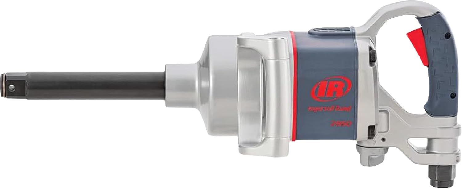 Ingersoll Rand 2850MAX-6 1" Air Impact Wrench, 6" Ext Anvil, 2100 ft-lb Torque, Friction Ring-Thru-hole Retainer, D-handle Inside Trigger