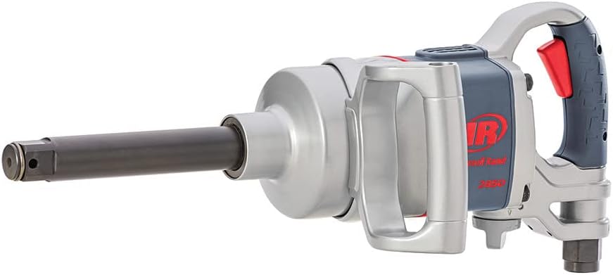 Ingersoll Rand 2850MAX-6 1" Air Impact Wrench, 6" Ext Anvil, 2100 ft-lb Torque, Friction Ring-Thru-hole Retainer, D-handle Inside Trigger