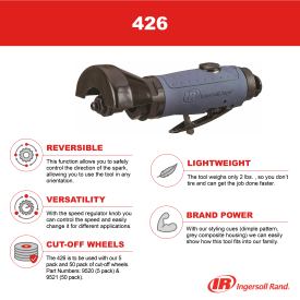 Ingersoll Rand 426 Air Reversible Cut-off Tool, 20,000 RPM, Includes 5 Cut-off Wheels