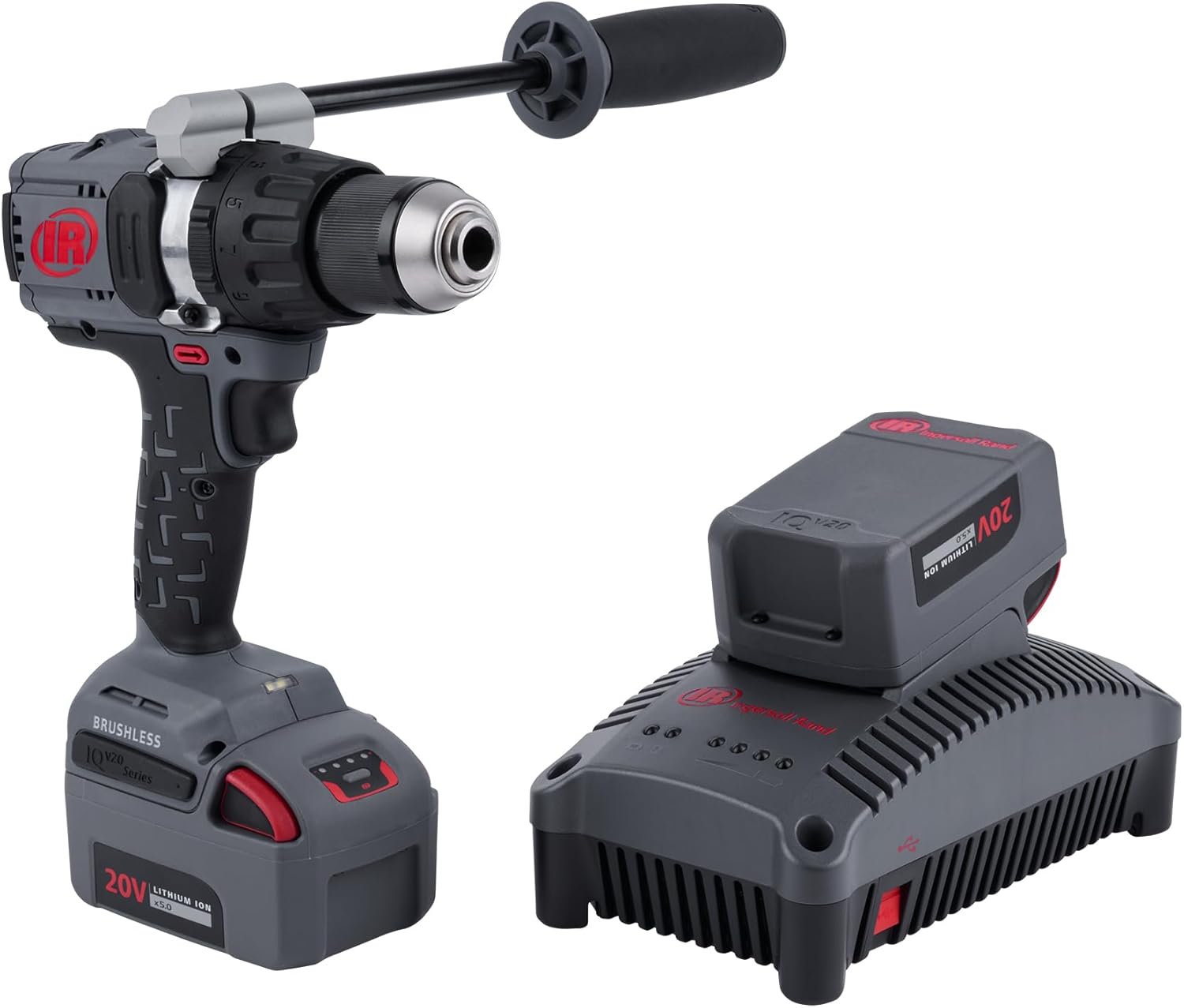 Ingersoll Rand D5241-K22 1/2" 20V Cordless Hammer Drill 2 Battery Kit, 1100 in-lb Torque, Keyless Chuck, Pistol Grip