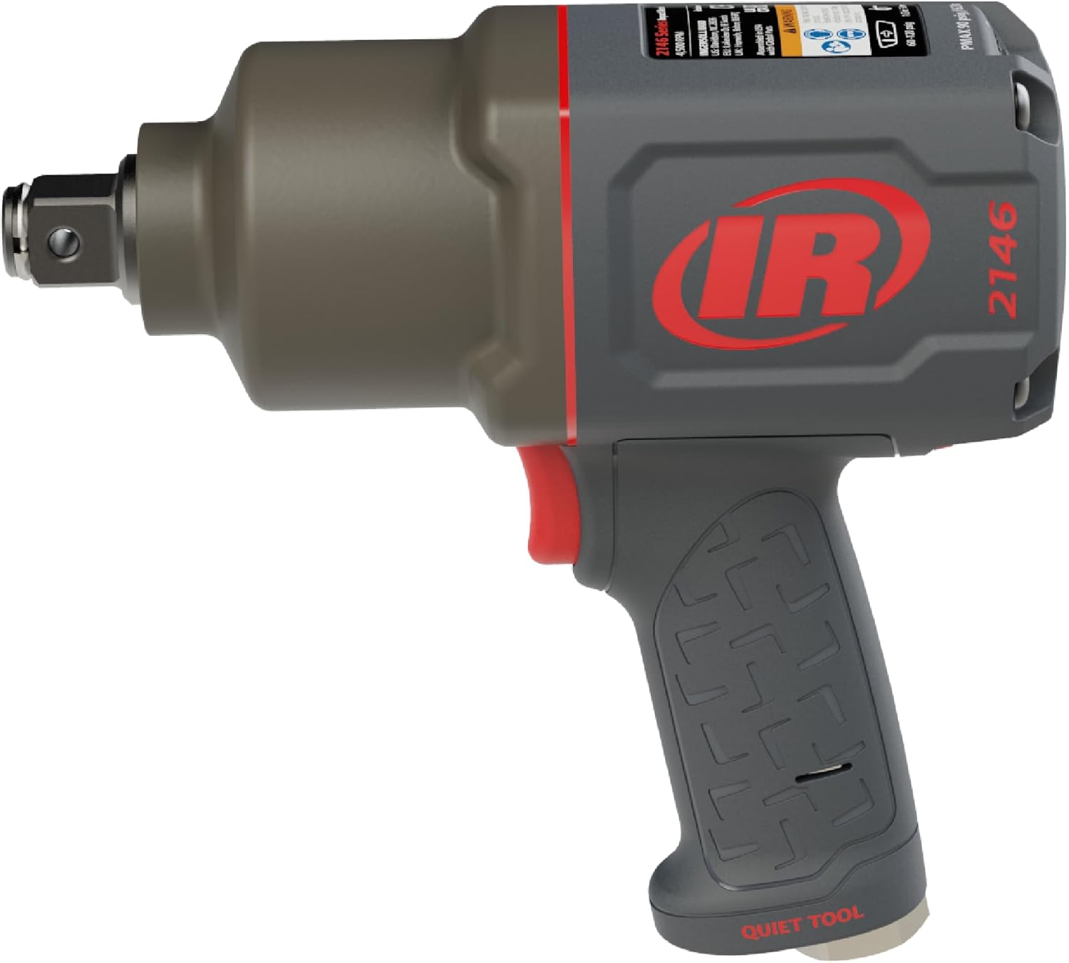 Ingersoll Rand 2146Q1MAX Air Impact Wrench 3/4", Quiet, 2000 ft-lb Torque, Friction Ring-Thru-hole Retainer, Pistol