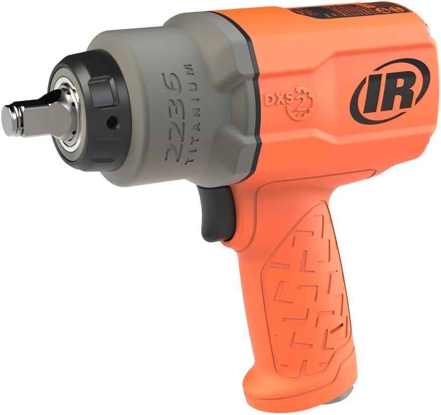 Ingersoll Rand 2236QTIMAX-O DXS2 1/2" Air Impact Wrench, Quiet, 1500 ft-lb Torque, Titanium Hammercase, Friction Ring Retainer, Orange