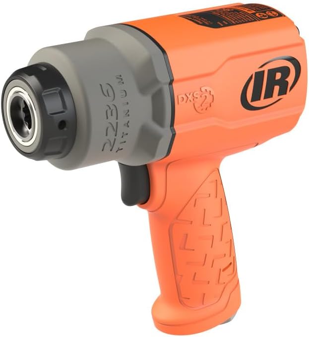 Ingersoll Rand 2236QTIMAX-O DXS2 1/2" Air Impact Wrench, Quiet, 1500 ft-lb Torque, Titanium Hammercase, Friction Ring Retainer, Orange