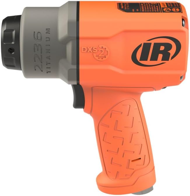 Ingersoll Rand 2236QTIMAX-O DXS2 1/2" Air Impact Wrench, Quiet, 1500 ft-lb Torque, Titanium Hammercase, Friction Ring Retainer, Orange