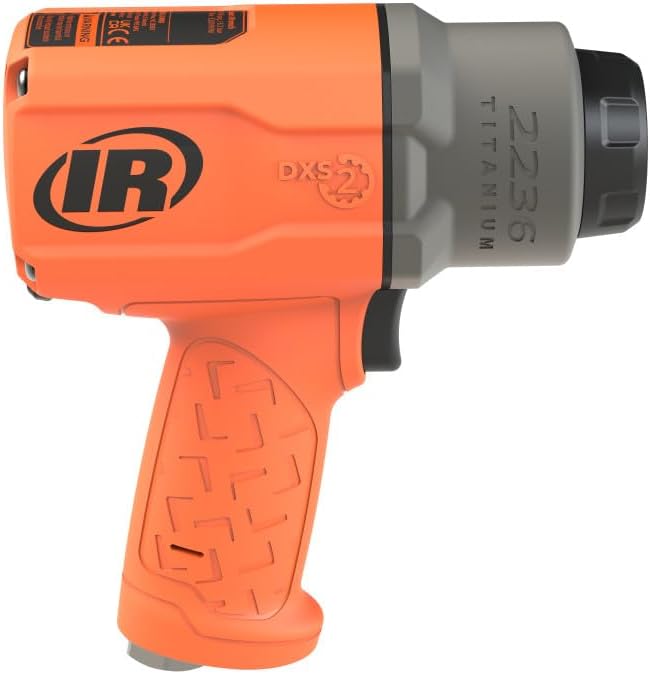Ingersoll Rand 2236QTIMAX-O DXS2 1/2" Air Impact Wrench, Quiet, 1500 ft-lb Torque, Titanium Hammercase, Friction Ring Retainer, Orange