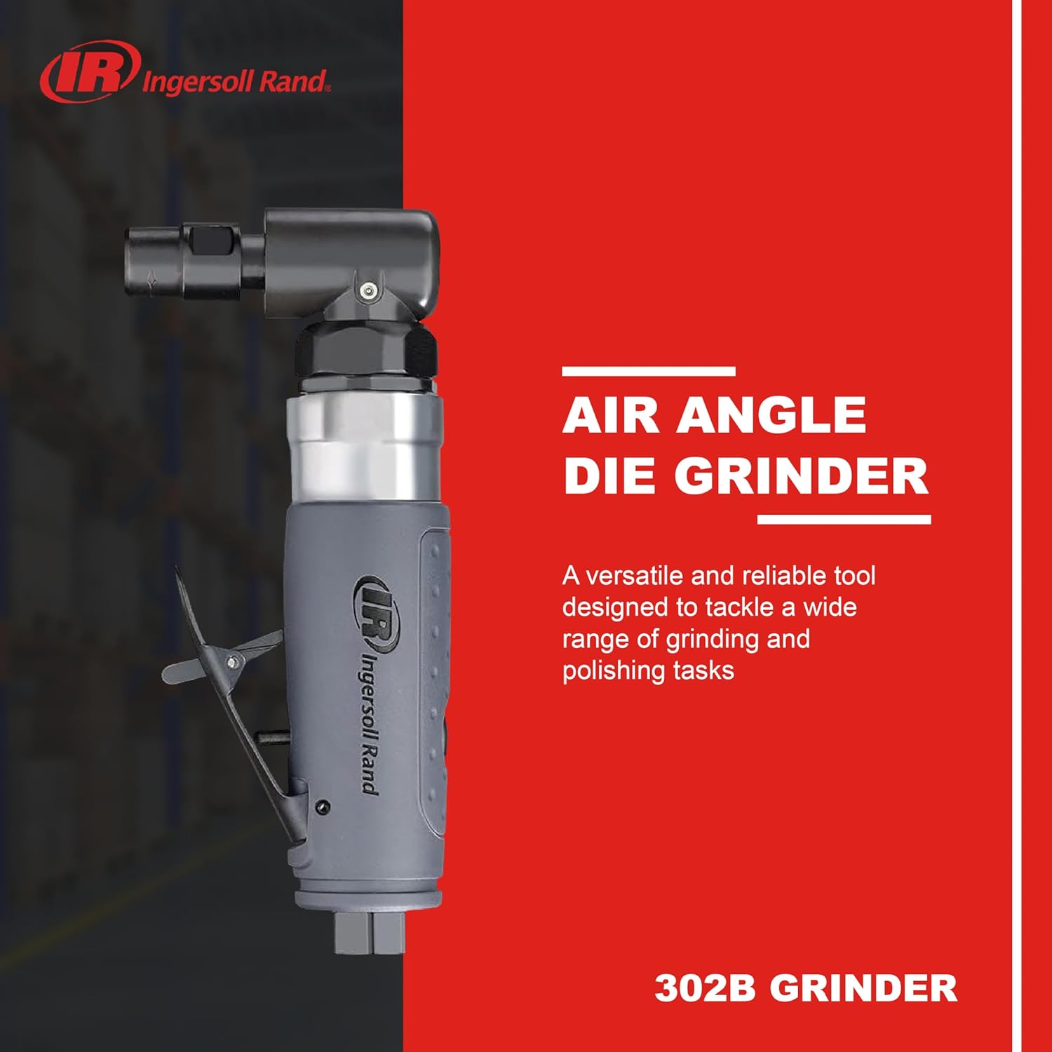 Ingersoll Rand 302B Angle Air Die Grinder, 20,000 RPM, 0.33 HP, 1/4" Collet, Rear Exhaust