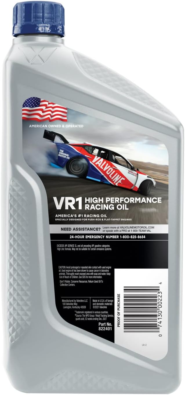 Valvoline VR1 Racing Oil SAE 30 822401 1 Quart - Case of 6