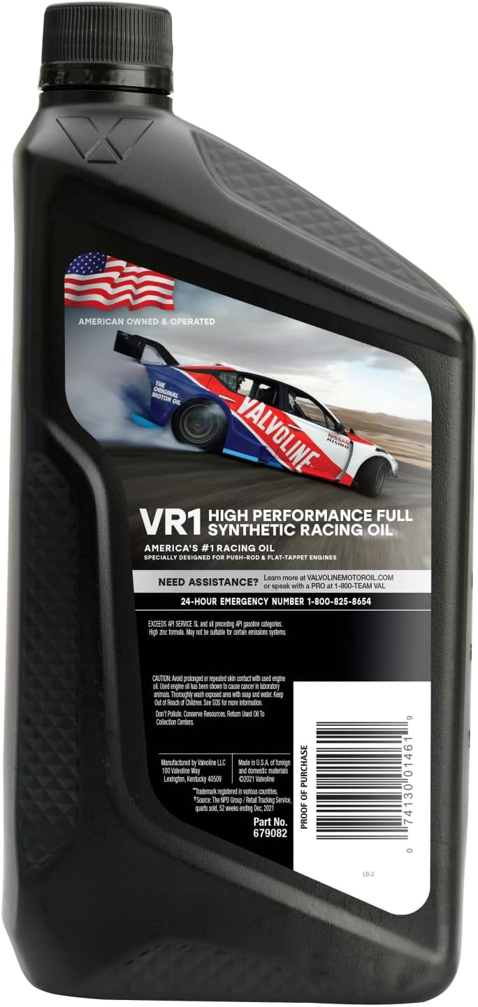 Valvoline Synthetic Racing Oil SAE 20W-50 679082 1 Quart - Case of 6