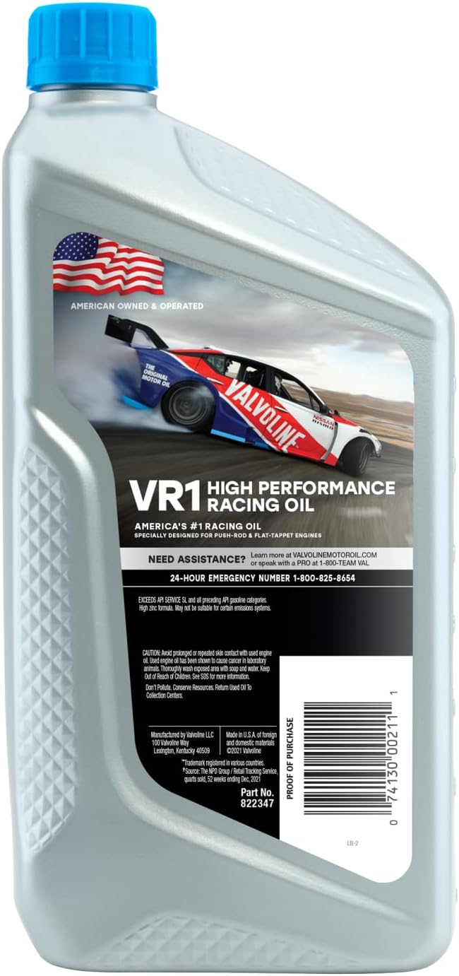 Valvoline VR1 Racing Oil SAE 20W-50 822347 1 Quart - Case of 6