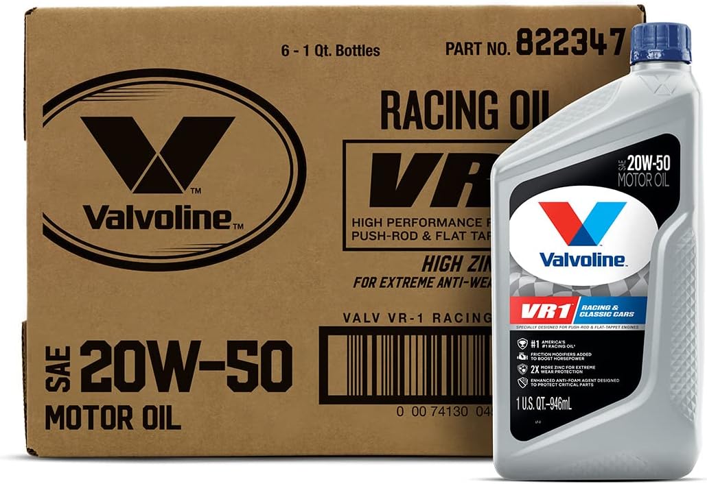 Valvoline VR1 Racing Oil SAE 20W-50 822347 1 Quart - Case of 6