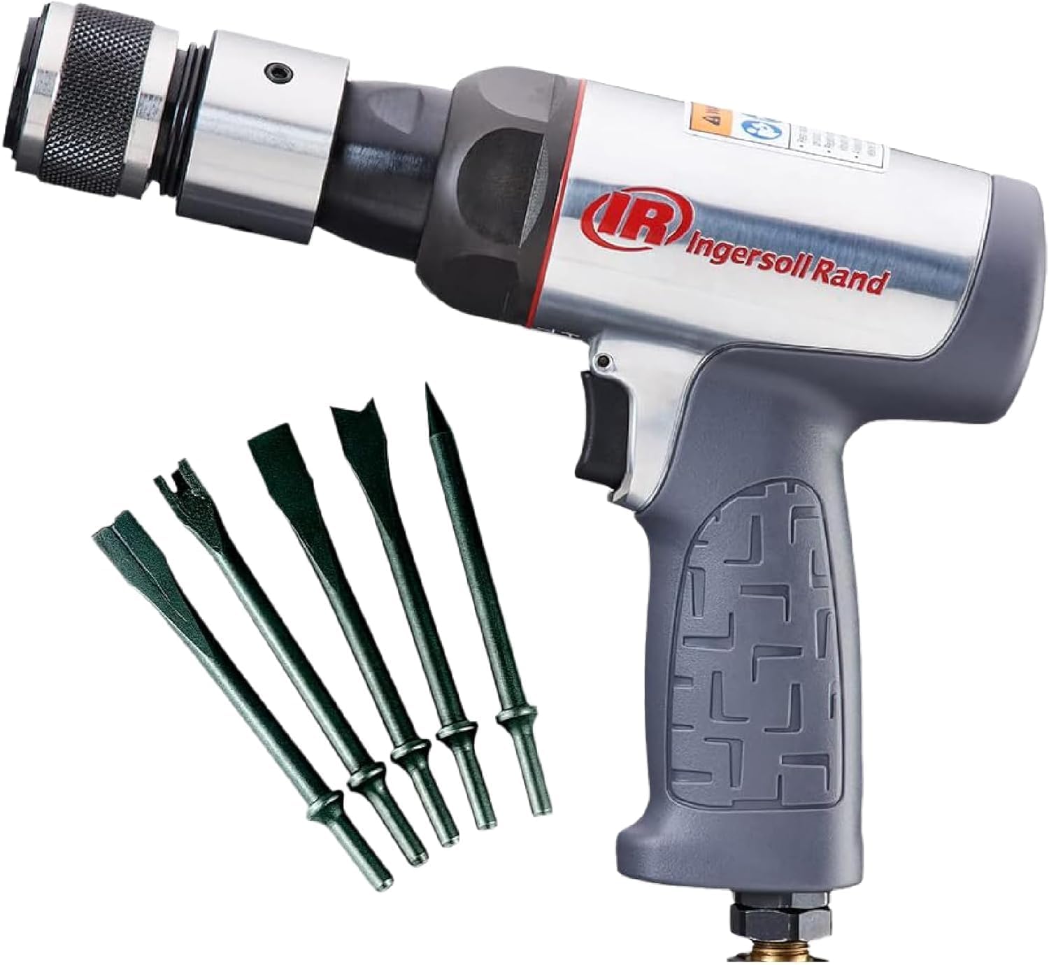 Ingersoll Rand 123MAXK Vibration Reduced Air Hammer 5-Piece Chisel Set, 3,530 BPM, 2-5/8" Stroke, Round Shank