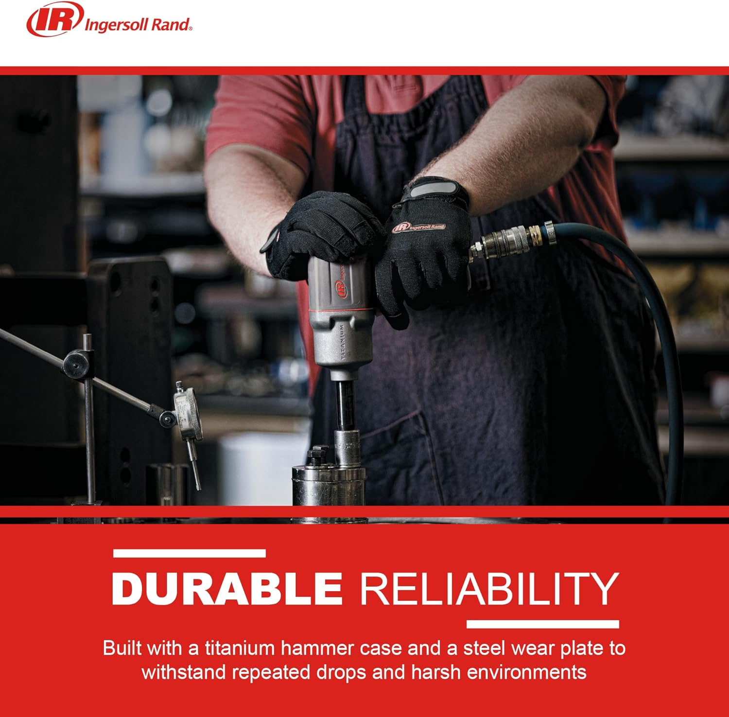 Ingersoll Rand 2235TIMAX 1/2" Air Impact Wrench, 1350 ft-lb Torque, Titanium Hammercase, Friction Ring Retainer, Pistol