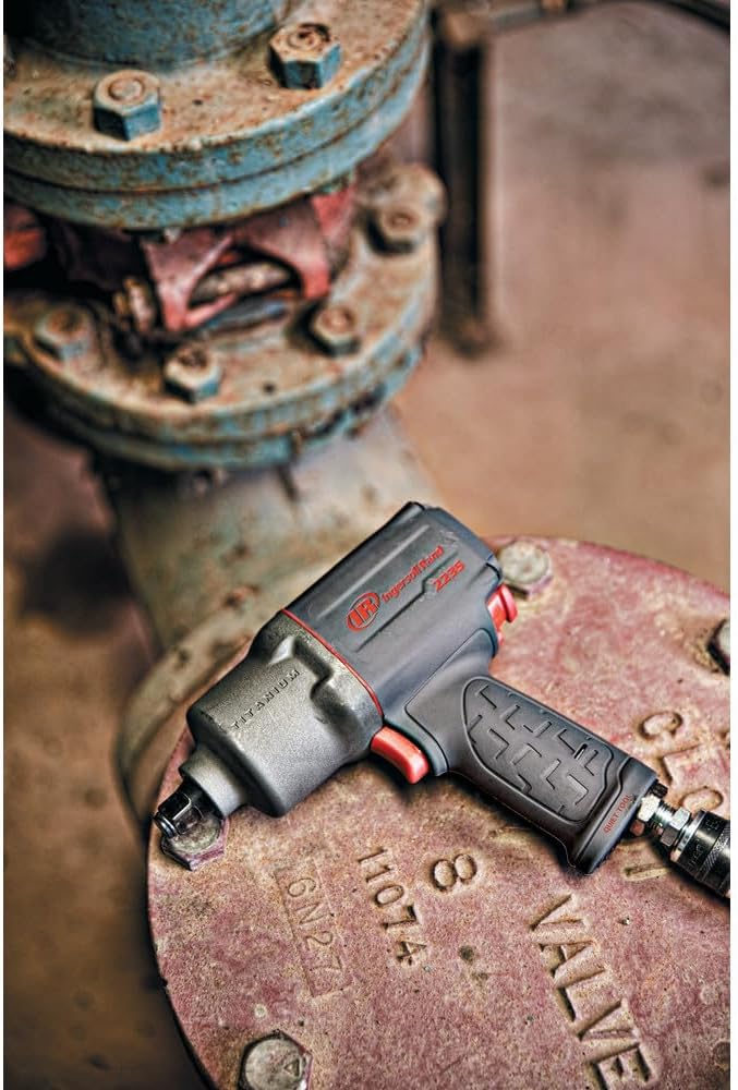 Ingersoll Rand 2235TIMAX 1/2" Air Impact Wrench, 1350 ft-lb Torque, Titanium Hammercase, Friction Ring Retainer, Pistol