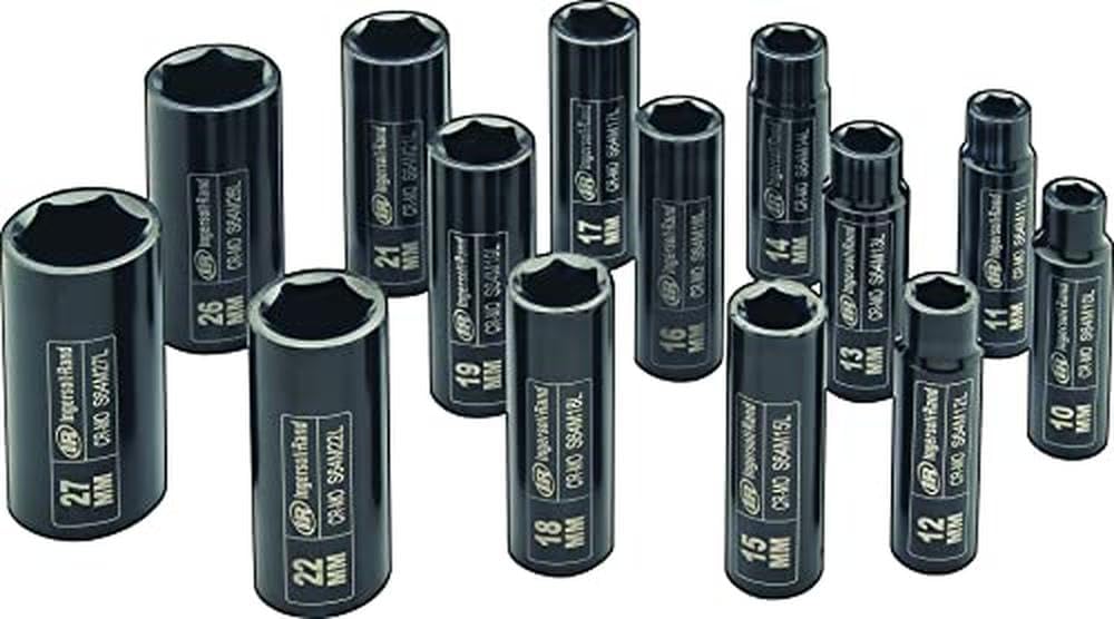 Ingersoll Rand SK4M14LN 1/2" Drive Hex Metric Universal Impact Socket Set, 14-Piece