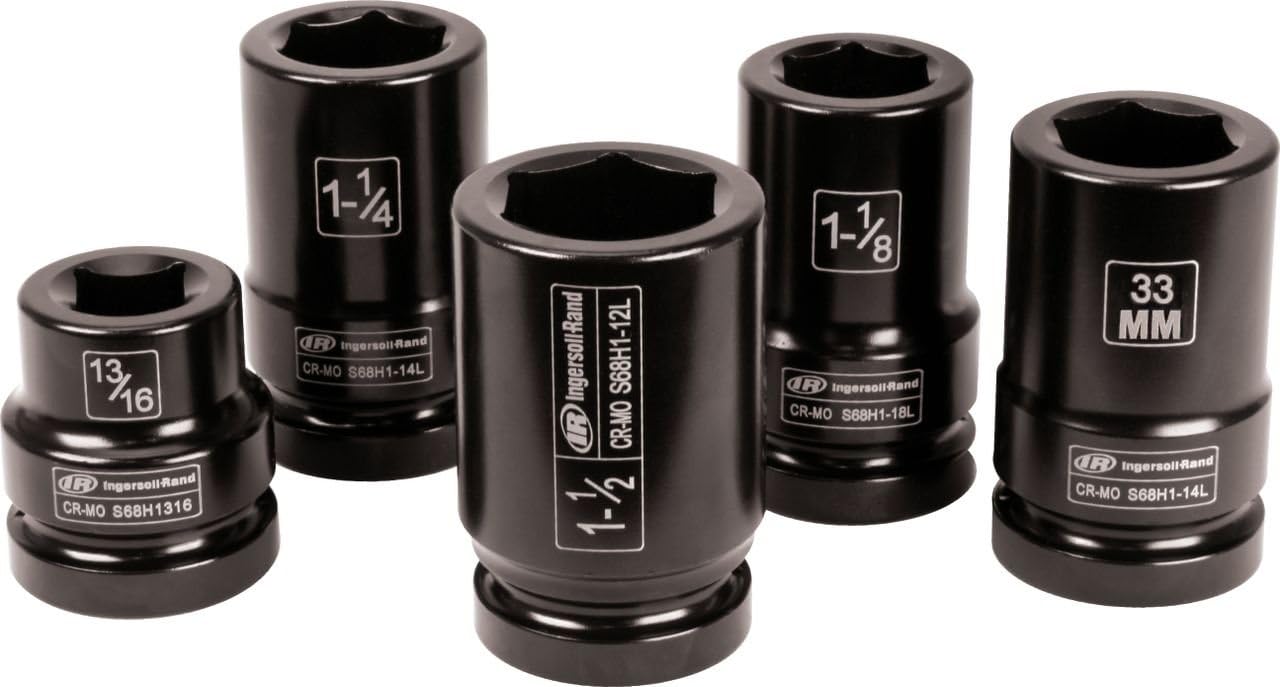 Ingersoll Rand SK8C5TN 1" Drive Hex SAE Deep Truck Service Impact Socket Set, 5-Piece
