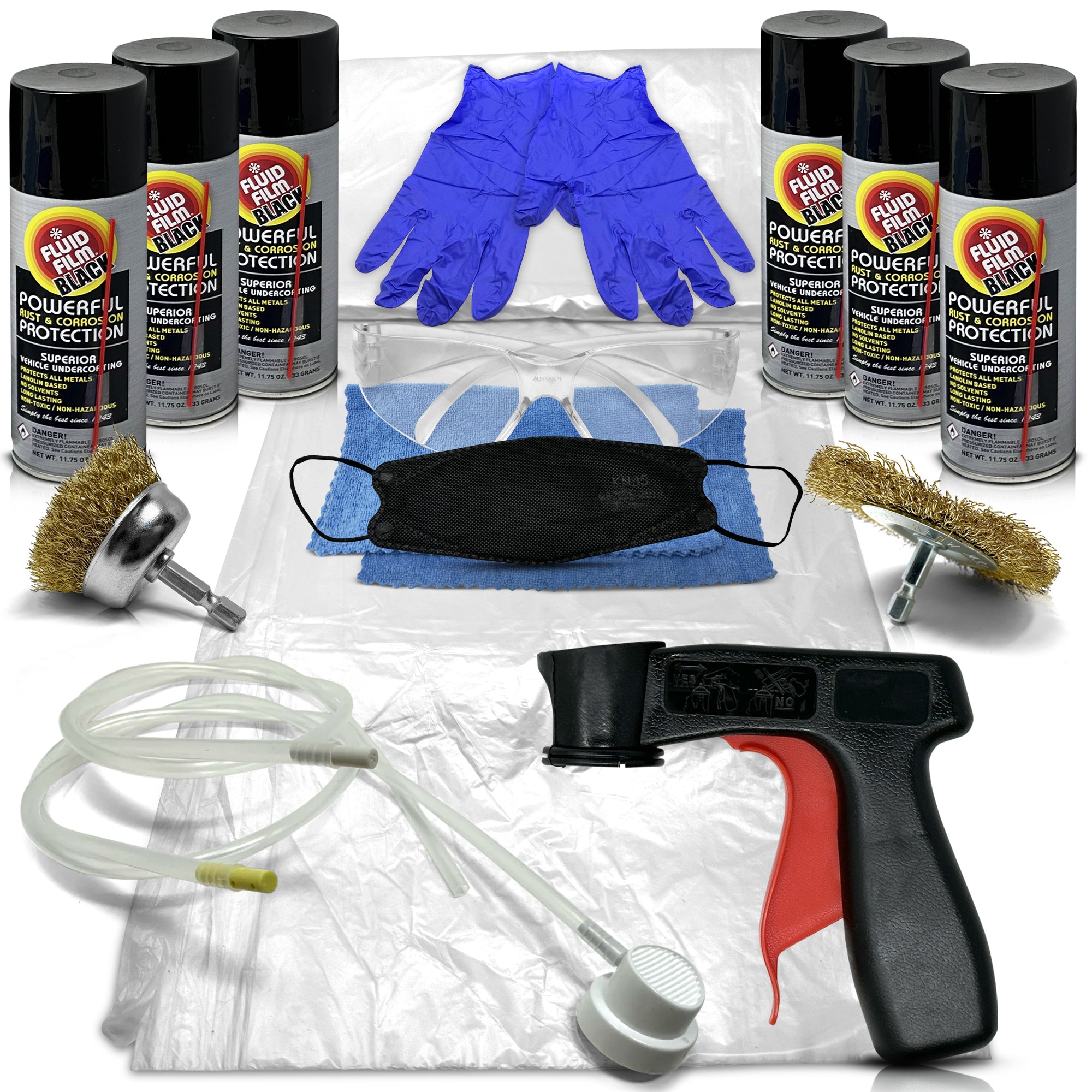 Fluid Film Black fluid film Converter Spray with Rust Remover Prevention and Inhibitor Properties for Metal Protection and Fluid Film Undercoating Kit Includes Complete DIY Car Rust Stopper kit Bundle