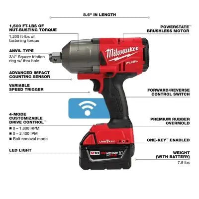 Milwaukee Tool M18 FUEL 3/4" High Torque Impact Wrench w/ ONE-KEY with Friction Ring Kit