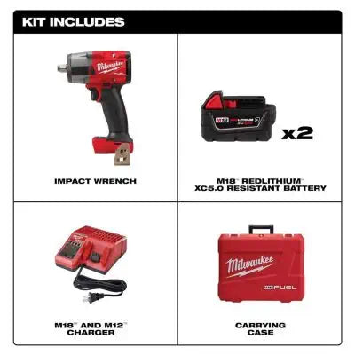 Milwaukee Tool M18 FUEL 1/2 " Mid-Torque Impact Wrench w/ Friction Ring Kit