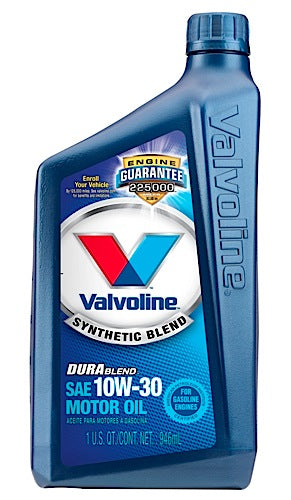 Valvoline VV296 Oil; DuraBlend ®; SAE 10W30; Synthetic; 1 Quart Bottle; Case Of 6