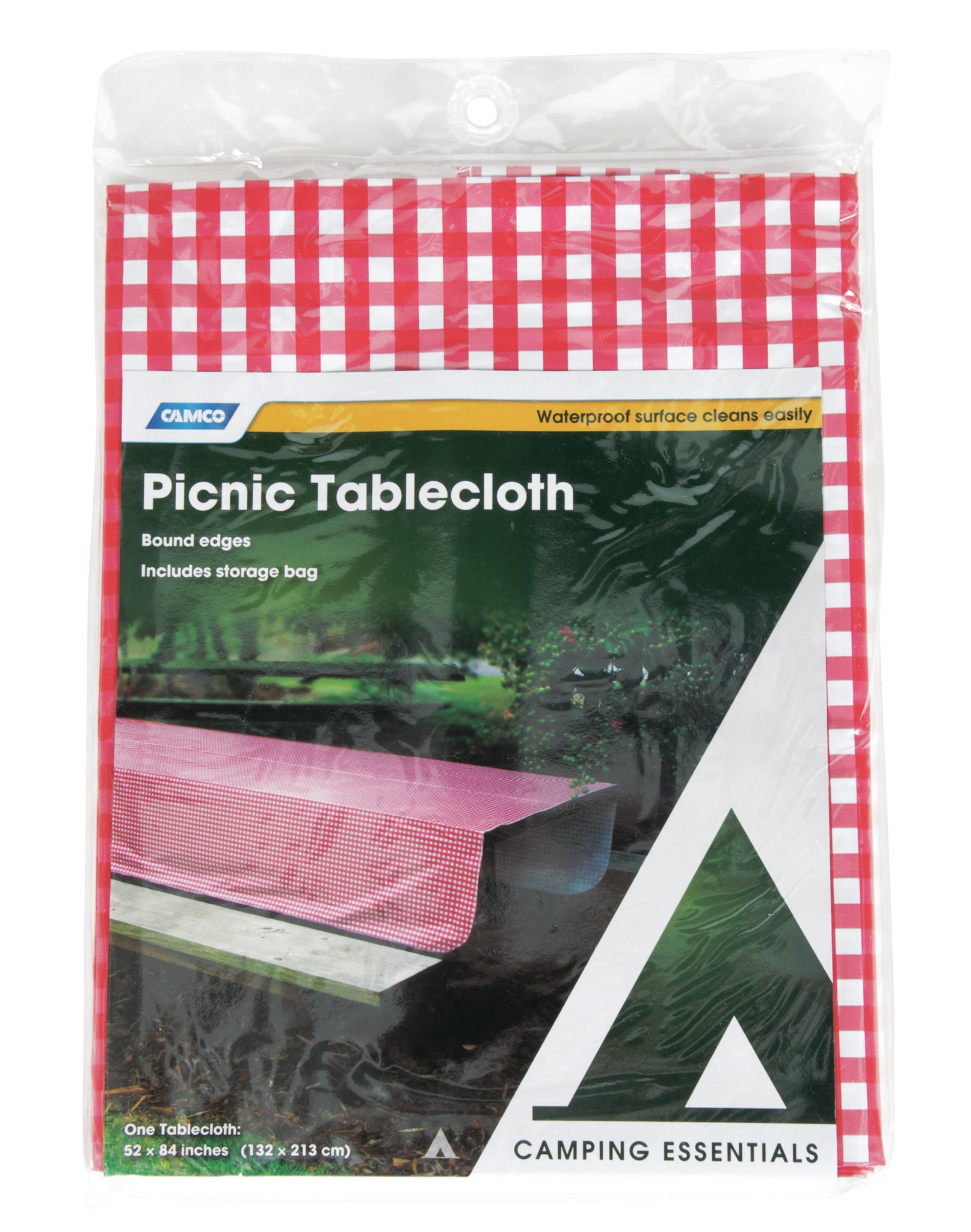 PICNIC TABLECLOTH, RED/WHITE 52IN X 84IN, BILINGUAL