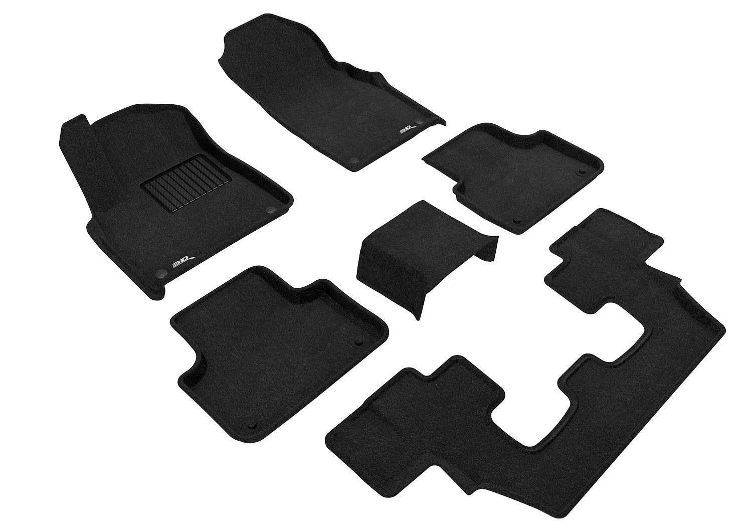 3D ELEGANT FLOOR MAT 3 ROW SET BLCK