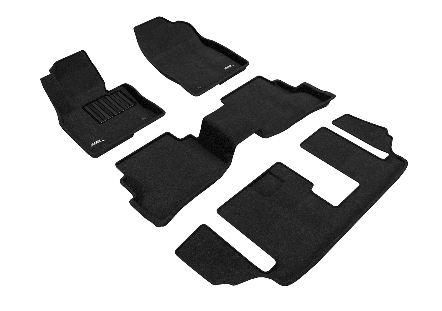 3D ELEGANT FLOOR MAT 3 ROW SET BLCK