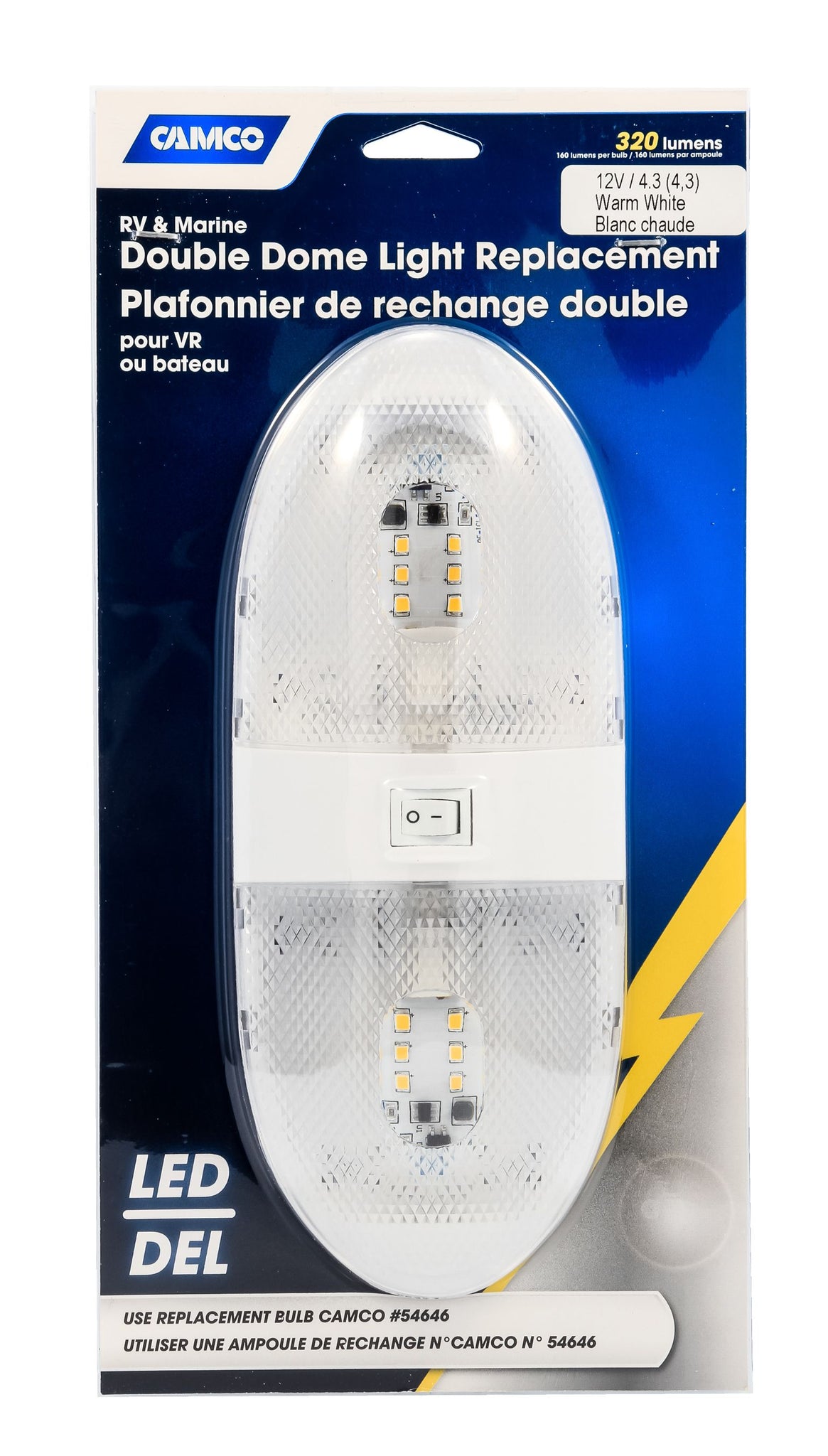 Camco Led Dbl Dome Lt 320Lm Csa
