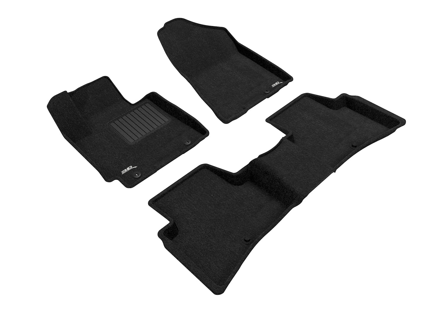 3D ELEGANT FLOOR MAT 2 ROW SET BLCK