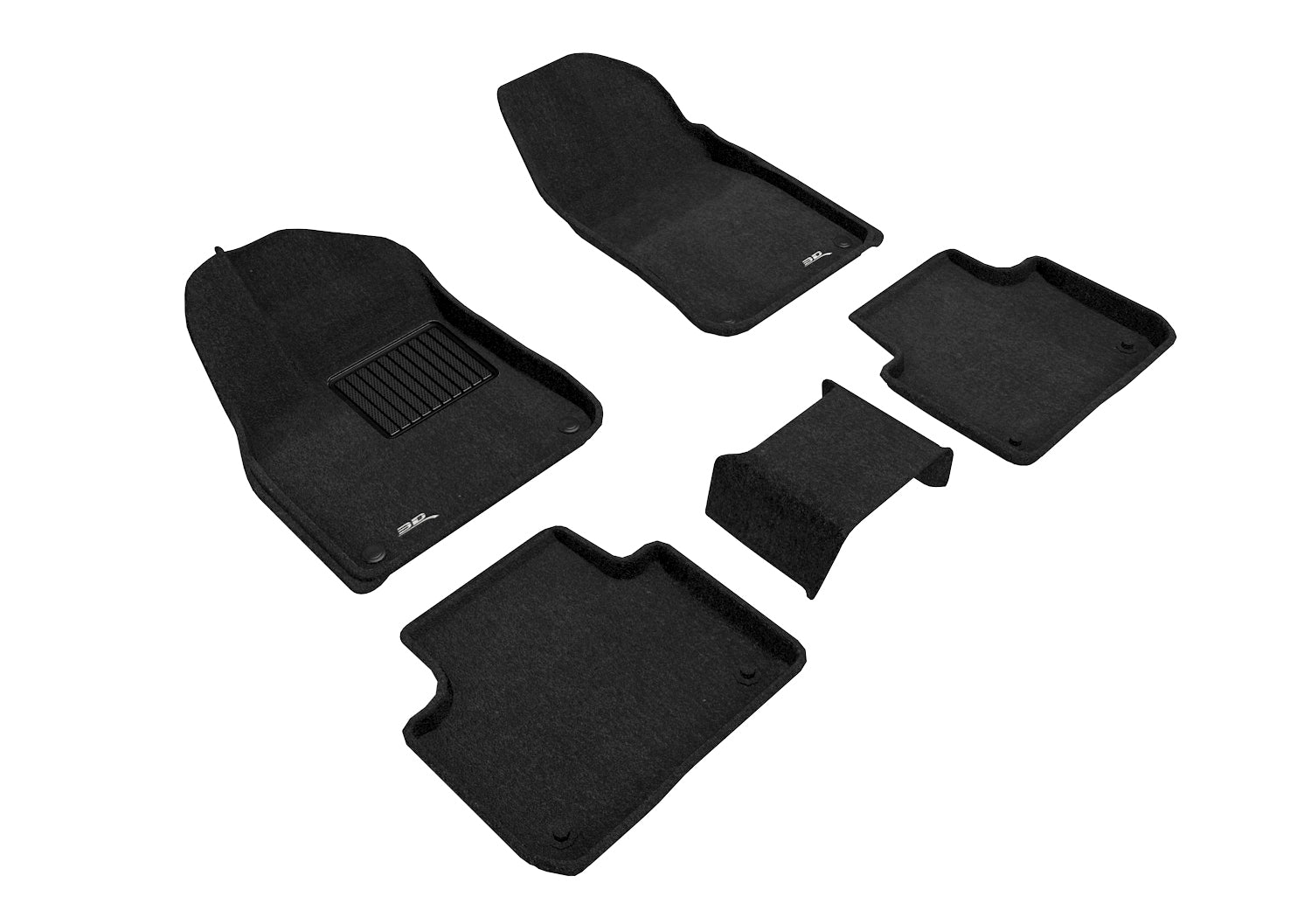 3D ELEGANT FLOOR MAT 2 ROW SET BLCK