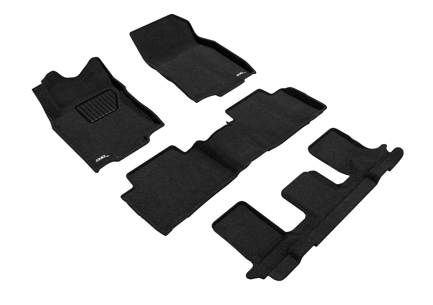 3D ELEGANT FLOOR MAT 2 ROW SET BLCK