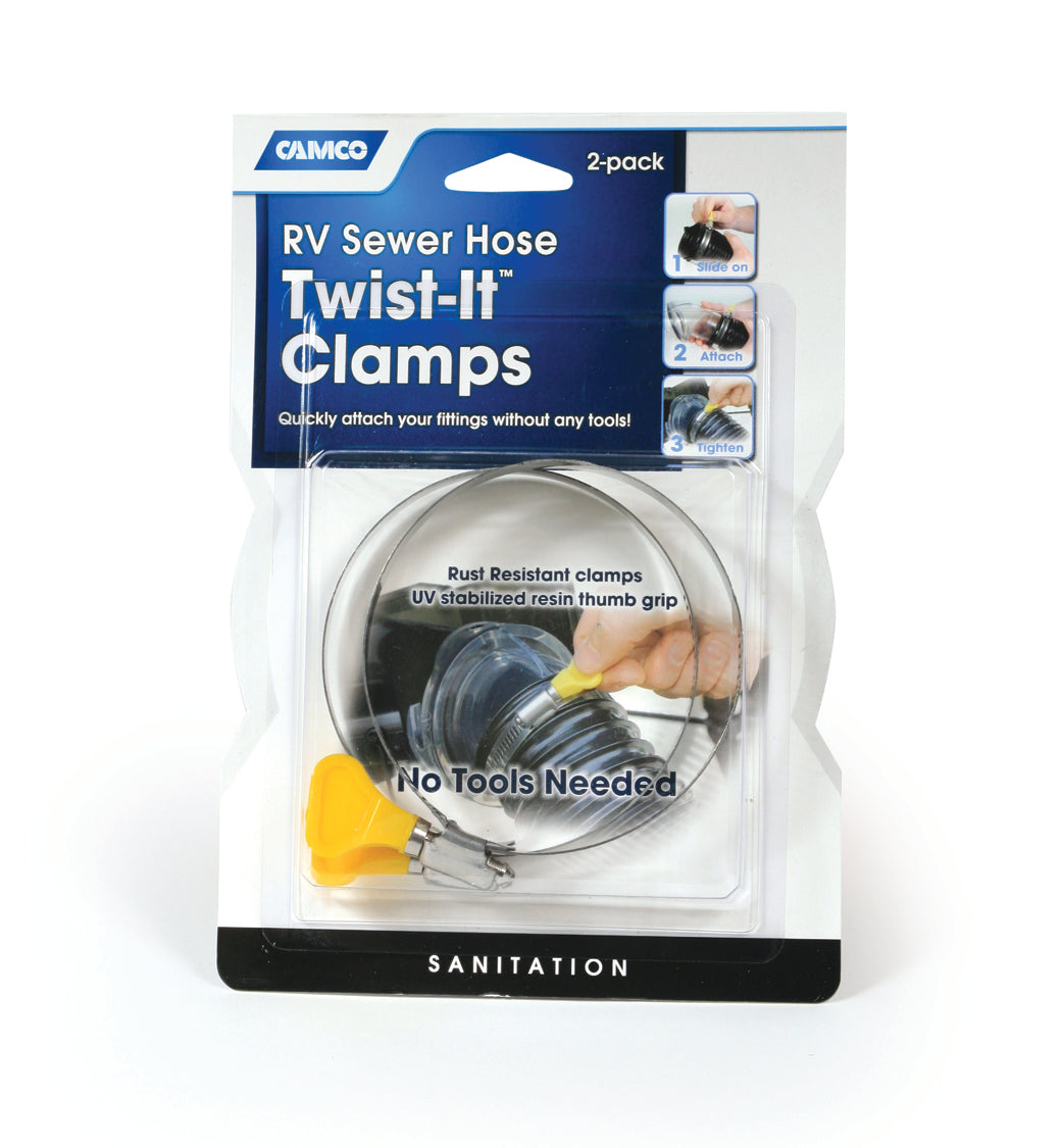 Camco 3' Twist-It Clamps  2/Cd