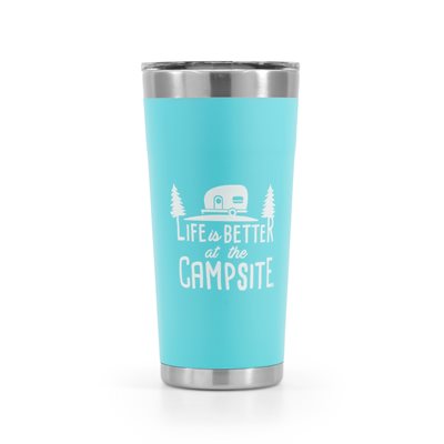 LIFE IS BETTER AT THE CAMPSITE TUMBLER, PAINTED COOL BLUE, 20OZ
