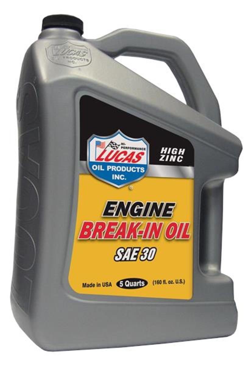 5 Quarts Lucas Oil 10631 SAE 30 High Zinc Engine Break-In Oils; Requires no moly supplement and no additional additives & Compatible with methanol and high octane race fuel