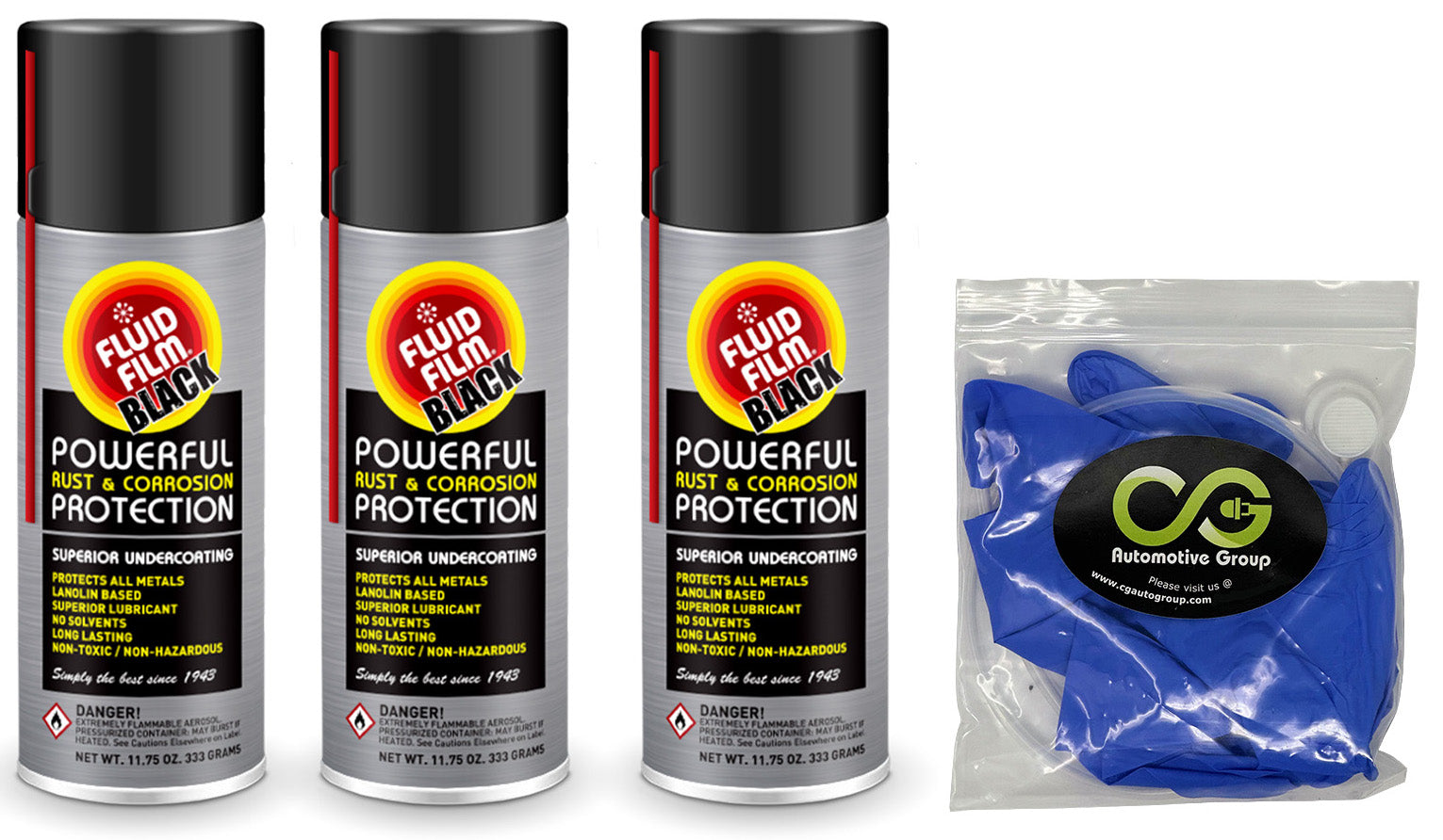 Fluid Film Black, 3 Pack, 35.25 oz Undercoating Protection Aerosol